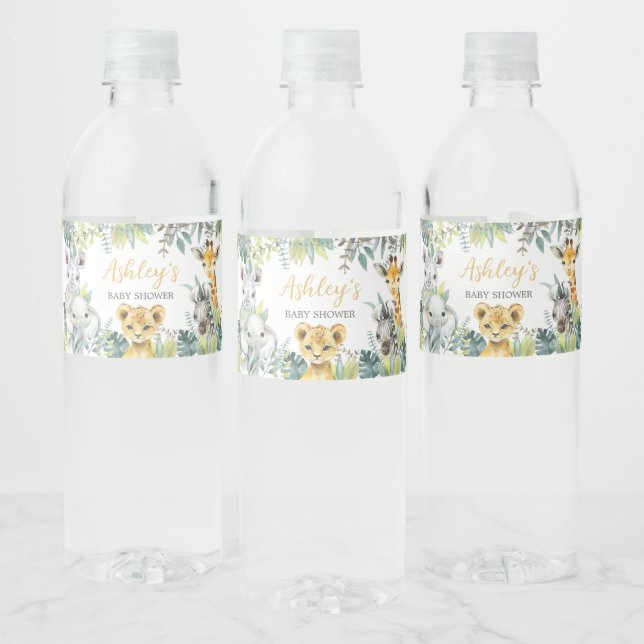 Jungle Safari Wild One Baby Shower  Water Bottle Label (Bottles)