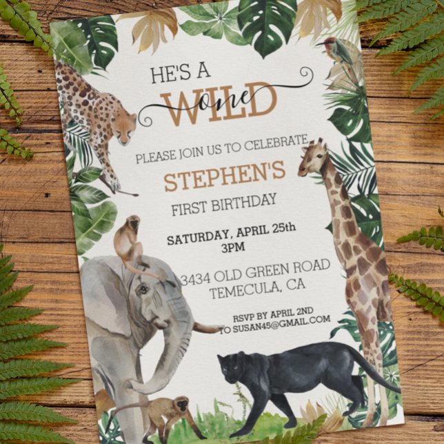 Jungle Safari Wild One Birthday Black Panther  Invitation (Creator Uploaded)