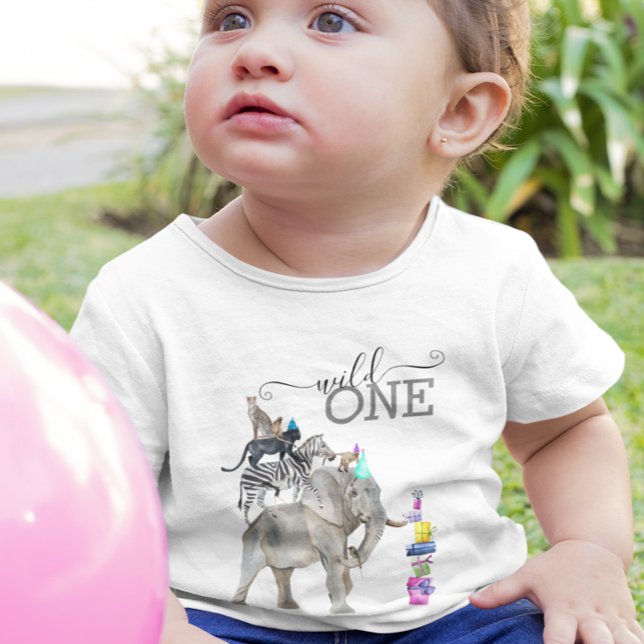 Jungle Safari Wild One Birthday Party Animal  Baby T-Shirt (Creator Uploaded)