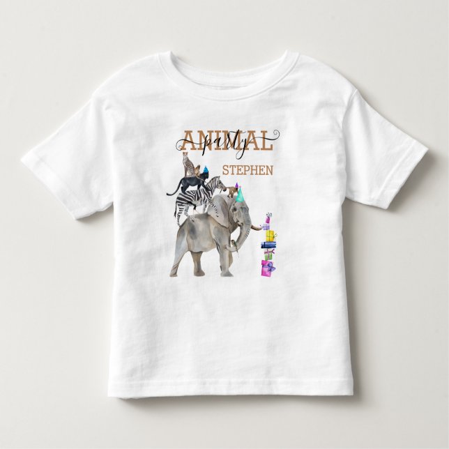 Jungle Safari Wild One Birthday Party Animal Toddler T-Shirt (Front)