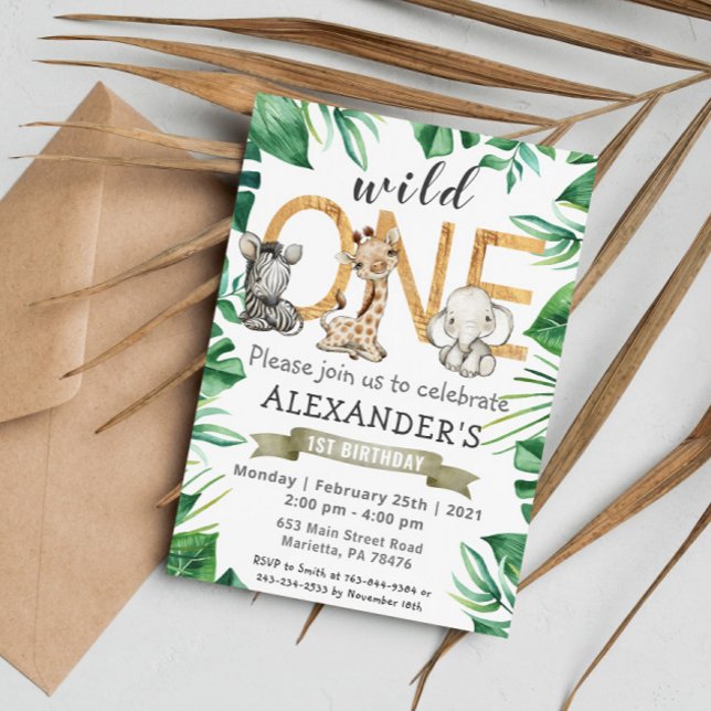 Jungle Safari Wild One Birthday Party Invitation (Creator Uploaded)