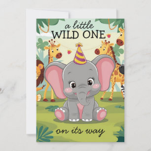Jungle Safari Wild One boy 1st Birthday  Invitation