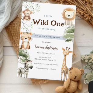 Jungle safari Wild one Boy Baby Shower Invitation