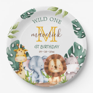 Jungle Safari Wild One Themed 1st Birthday Paper Plate