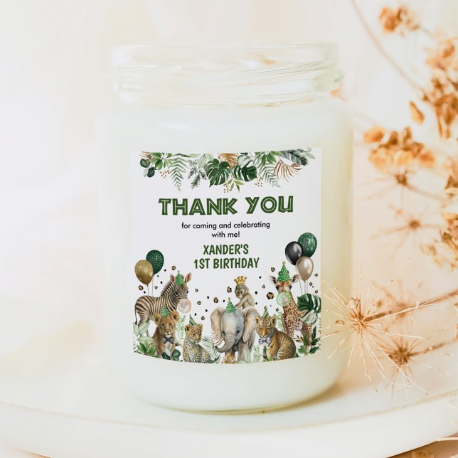 Jungle Safari Wild Party Animals Boys Birthday Square Sticker (Creator Uploaded)