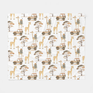 Jungle Safari with Giraffes Nursery Pattern Kids Fleece Blanket