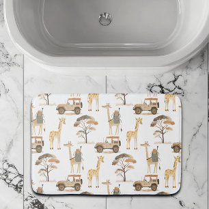 Jungle Safari with Giraffes Pattern  Bath Mat