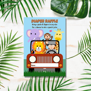 Jungle Safari Zoo Animal Baby Shower Diaper Raffle Enclosure Card