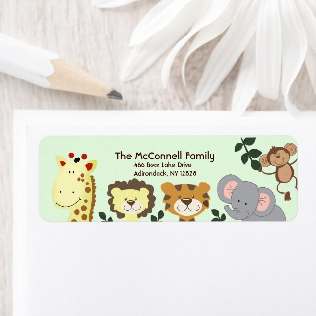 Jungle Safari Zoo Animals Return Address Label (Insitu)
