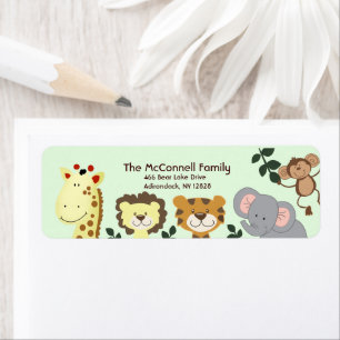 Jungle Safari Zoo Animals Return Address Return Address Label