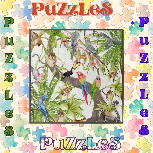 Jungle Scene Tropical Birds, Critters, Foliage Jigsaw Puzzle (Creator Uploaded)