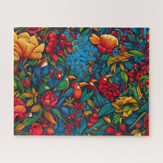 Jungle Serenade in a Sea of Blossoms Jigsaw Puzzle (Horizontal)