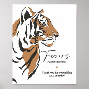 jungle siberian tiger party favours sign