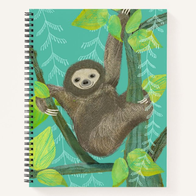 Jungle Sloth Spiral Sketchbook Notebook (Front)
