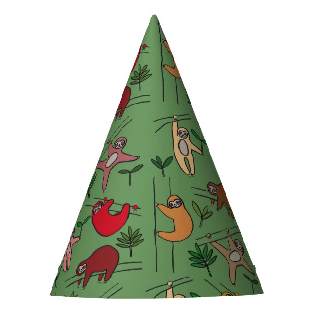 Jungle Sloths Party Hat (Front)