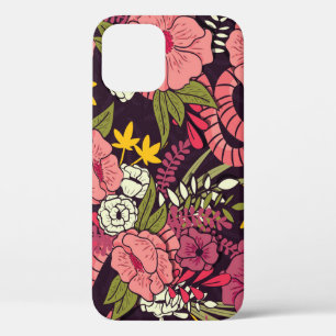 Jungle snakes, tropical flowers, vintage pattern. iPhone 12 case