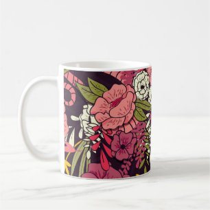 Jungle snakes, tropical flowers, vintage pattern. coffee mug