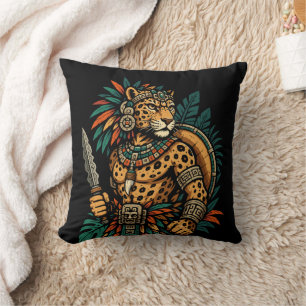 Jungle Spirit – Tribal Warrior & Leopard Print Cushion