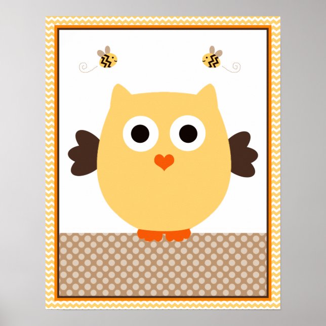 Jungle Stack Owl Baby Nursery Art Poster (Front)