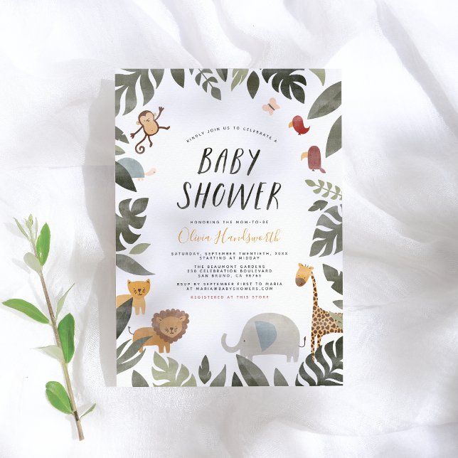 Jungle Storybook Illustration Boy Baby Shower Invitation (Creator Uploaded)
