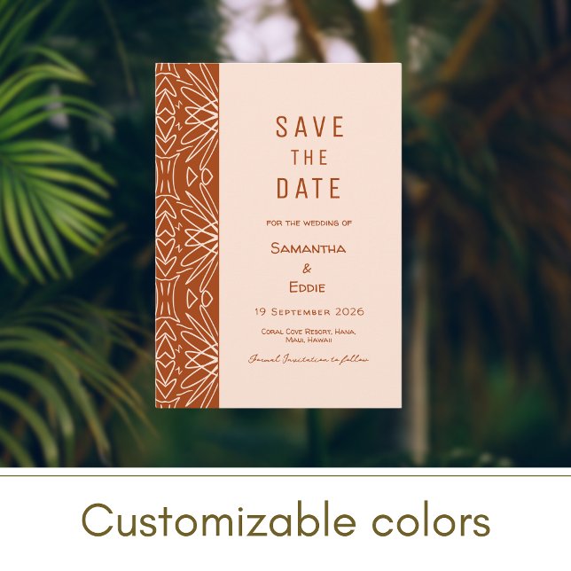 Jungle Style Bohemian Burnt Orange Save the Date Invitation (Creator Uploaded)