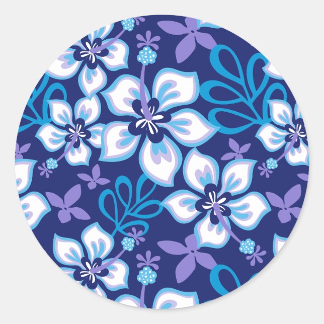 JUNGLE SURF (BLUE COMBO) CLASSIC ROUND STICKER (Front)