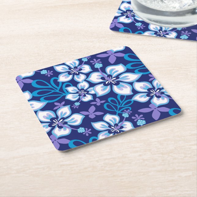 JUNGLE SURF (BLUE COMBO) SQUARE PAPER COASTER (Angled)