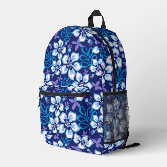 JUNGLE SURF PATTERN IN BLUE PRINTED BACKPACK (Back Corner Right)