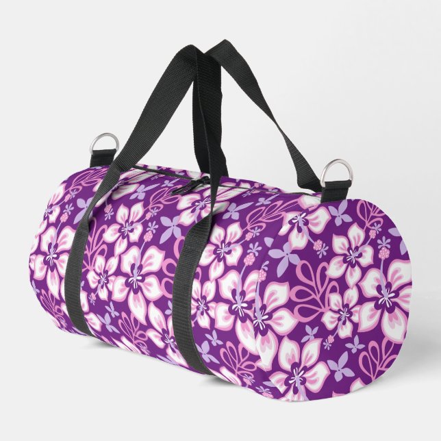 JUNGLE SURF PATTERN IN PURPLE DUFFLE BAG (Left Corner)