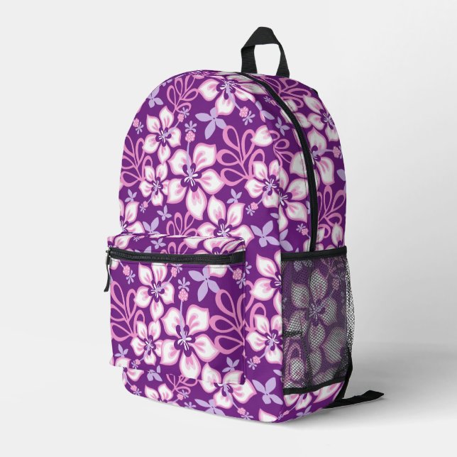 JUNGLE SURF PATTERN IN PURPLE PRINTED BACKPACK (Back Corner Right)