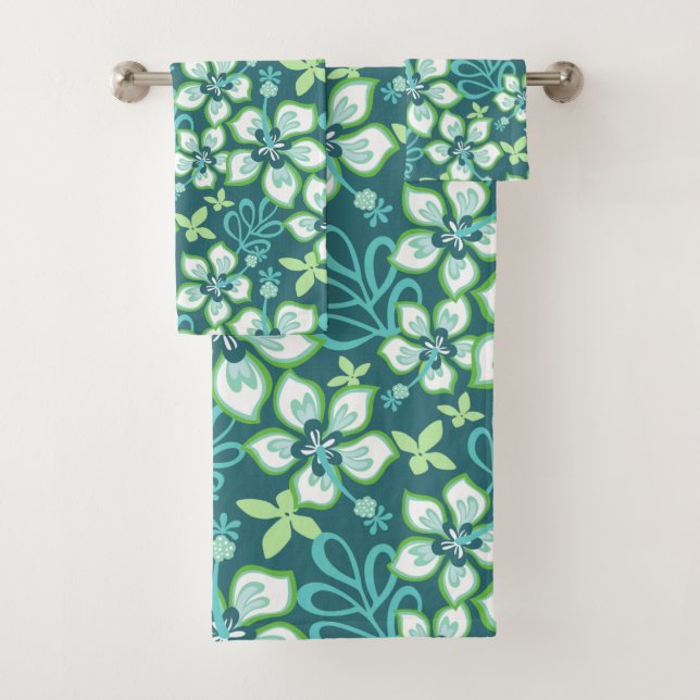 JUNGLE SURF (TEAL COMBO) BATH TOWEL SET (Insitu)
