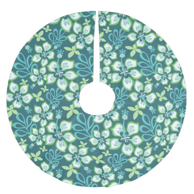 JUNGLE SURF (TEAL COMBO) BRUSHED POLYESTER TREE SKIRT (Front)