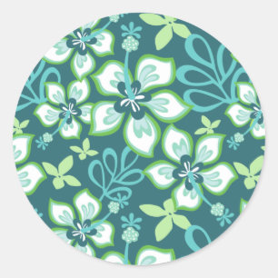 JUNGLE SURF (TEAL COMBO) CLASSIC ROUND STICKER