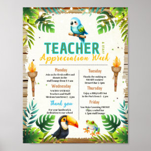 Jungle Teacher Appreciation Week Itinerary Poster