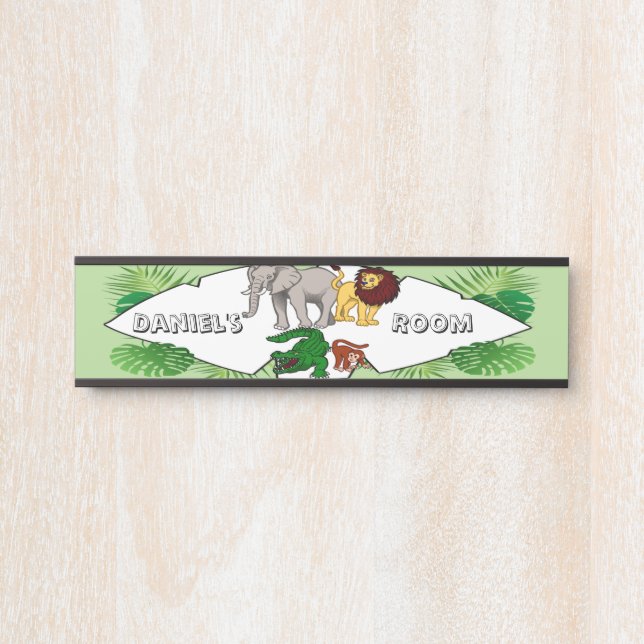 Jungle Theme Children's Bedroom Door Name Plaque Sign (Front)