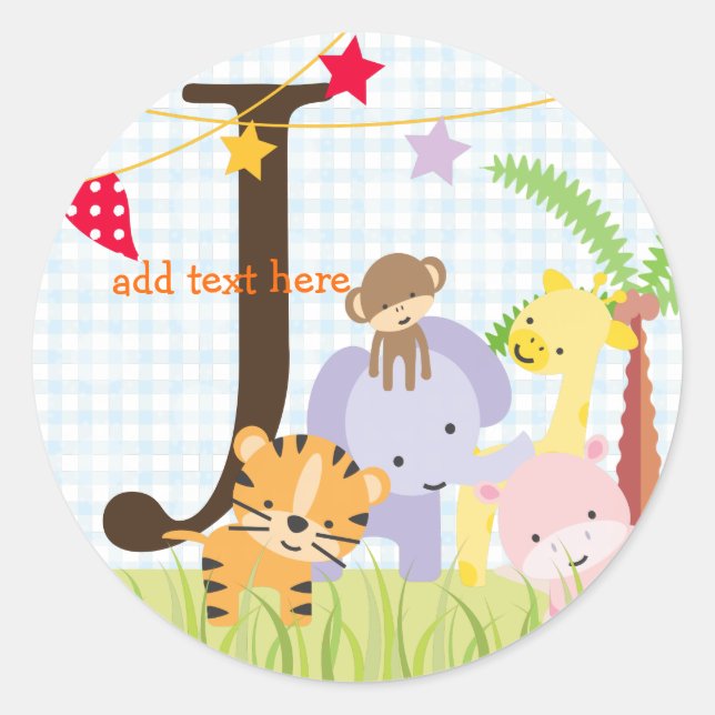Jungle Theme stickers/add monogram Classic Round Sticker (Front)
