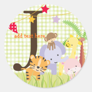 Jungle Theme stickers/add monogram Classic Round Sticker