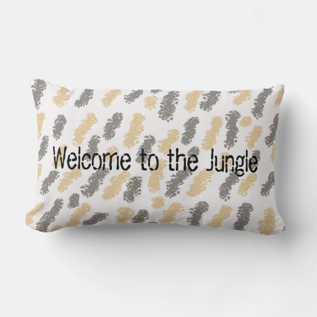 Jungle Theme Taupe Grey Swish Design Lumbar Cushion (Front)
