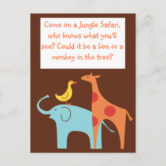 Jungle Themed Custom Baby Shower Invitation Postcard