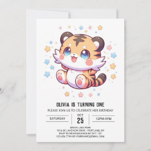 Jungle Tiger 1st Birthday Invitation