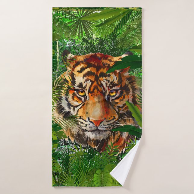 Jungle Tiger Bath Towel Set | Colourful Tiger Art (Bath Towel)
