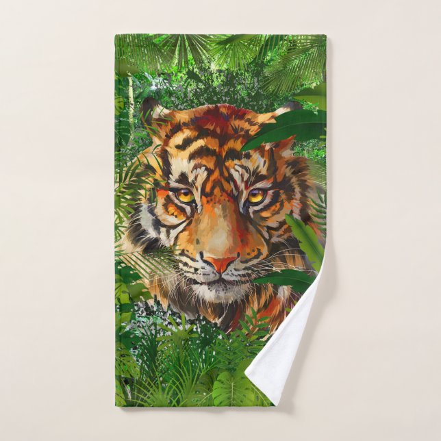 Jungle Tiger Bath Towel Set | Colourful Tiger Art (Hand Towel)