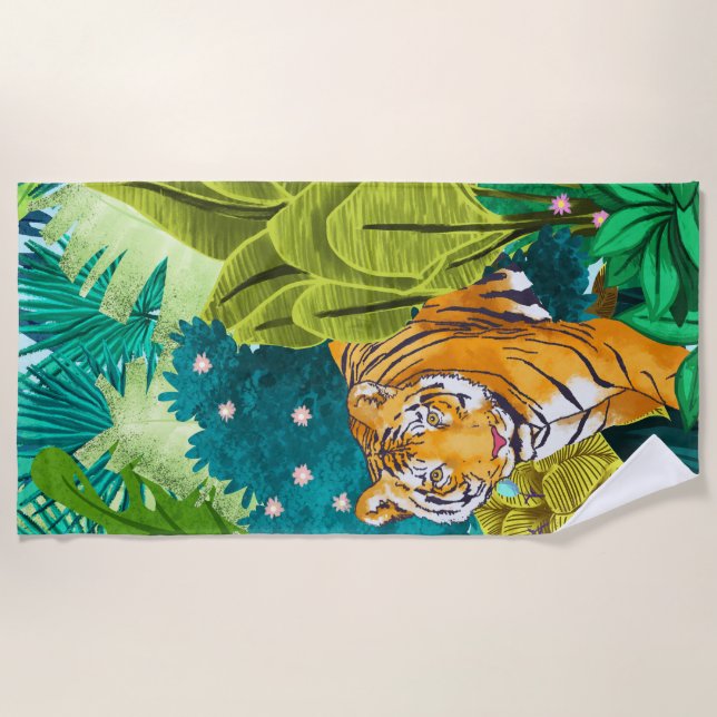 Jungle Tiger Beach Towel (Front)