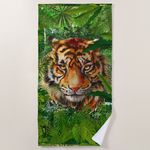 Jungle Tiger Beach Towel Colourful Tiger