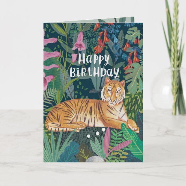 Jungle Tiger Birthday Zoo Safari Wild Card (Front)