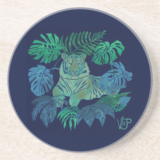 Jungle tiger blue coaster (Front)