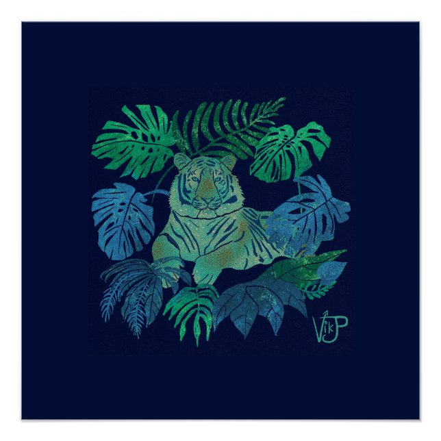Jungle tiger blue poster (Front)