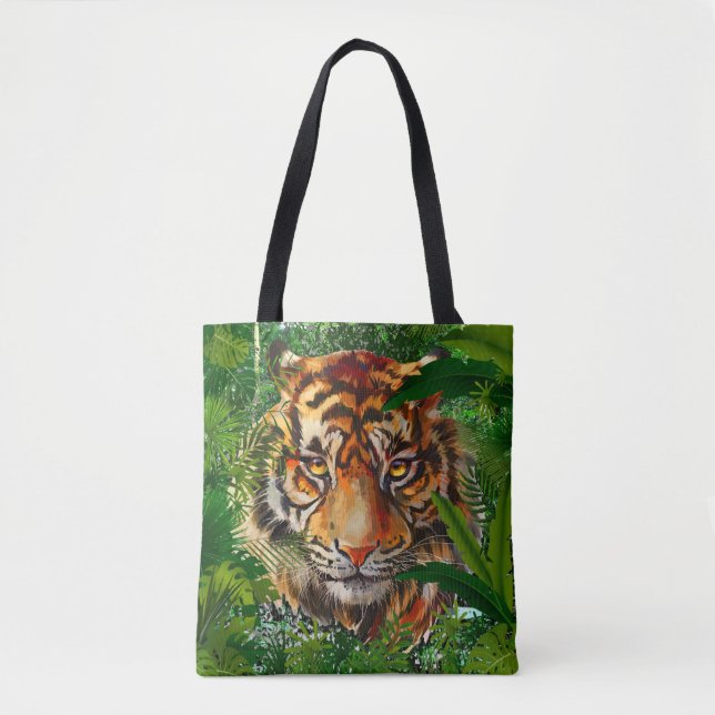 Jungle Tiger | Colourful Drawing | Tiger Tote Bag (Front)