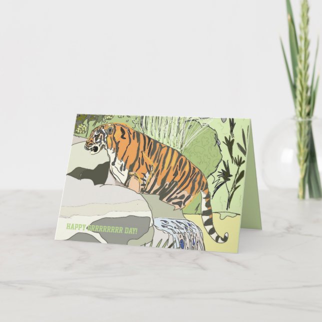 Jungle Tiger Happy Grrrr Day Birthday Card (Front)