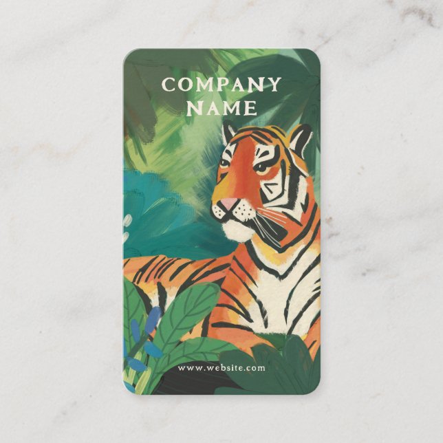 Jungle Tiger Illustration Business Card (Front)